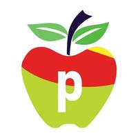 Apple letter p logo design template vector image