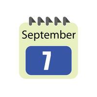 September 7 daily Calendar Icon vector