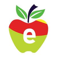 Apple letter e logo design template vector image