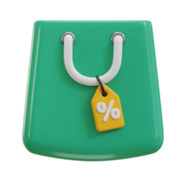 3d shopping bag icon with discount teg png