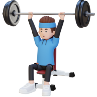 3D Sportsman Character Building Upper Body Strength with Overhead Bench Press Workout png