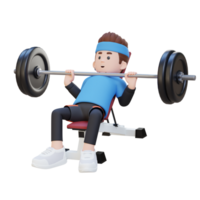 3D Sportsman Character Sculpting Upper Body with Incline Bench Press Workout png