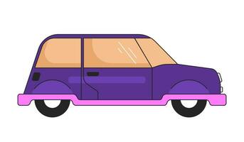 Retro car with fender skirts 2D linear cartoon object. Vintage automobile side isolated line vector element white background. Old-fashioned passenger vehicle for travel color flat spot illustration