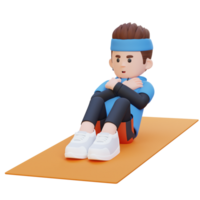 Perfecto abdominales 3d deportivo masculino personaje dominar el estándar crujido a el gimnasio png