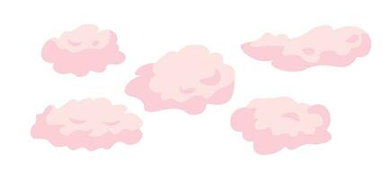 Cotton candy like fluffy clouds 2D cartoon object. Puffy cloudscape isolated vector item white background. Joy enjoy. Magic atmosphere. Dream dreamy weather forecast color flat spot illustration