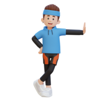 3D Sportsman Character Resting Against a Transparent Wall for a Futuristic Vibe png