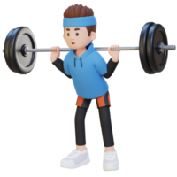 3D Sportsman Character Building Lower Body Strength with Barbell Squat Workout png