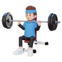 3D Sportsman Character Building Upper Body Strength with Overhead Bench Press Workout png