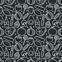 Seamless food pattern. Doodle food background vector