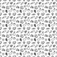 Seamless food pattern. Doodle food background vector