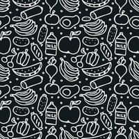 Seamless food pattern. Doodle food background vector