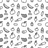 Seamless food pattern. Doodle food background vector