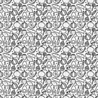 Seamless food pattern. Doodle food background vector