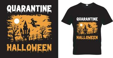 Halloween typrography vector t-shirt design. quarantine halloween