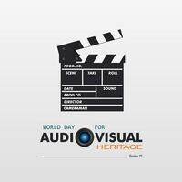 Greeting card on the theme of World Audiovisual heritage day observed each year on October 27 across the globe vector