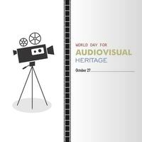 Greeting card on the theme of World Audiovisual heritage day observed each year on October 27 across the globe vector