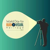 Greeting card on the theme of World Audiovisual heritage day observed each year on October 27 across the globe vector