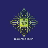 circuit board with fingerprint  illustration vector