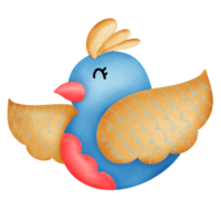 a cartoon blue bird with a red beak png