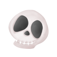 uma desenho animado crânio com Preto olhos em uma transparente fundo png