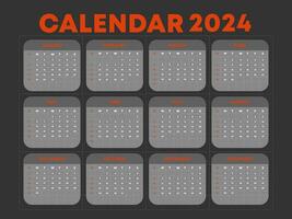 Editable calendar template for 2024 vector