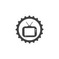 televisión engranaje icono logo vector ilustración