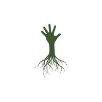 mano raíz icono logo modelo vector