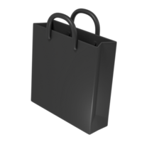 3d rendre noir Vendredi illustration avec moderne foncé achats sac moquer en haut conception. rabais, spécial des offres promotion, magasin publicité png