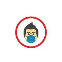face man using pollution mask vector