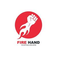 strong hand with hot fire vector illustration