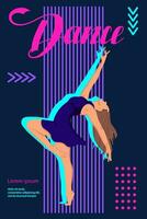 A young girl is dancing. Vector poster perfect for dance studio, class. Design template for flyer, invitation, poster or greeting card