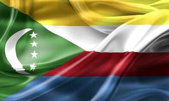 Ilustración 3D de una bandera de las Comoras - bandera de tela ondeante realista foto