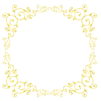 Gold Frame Design Clipart Element. frame with flowers png