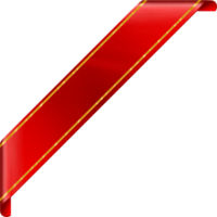 Corner red and gold ribbon with transparent background. png