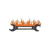 fuego llave inglesa vector ilustración y icono de automotor reparar