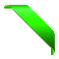 Corner green ribbon or banner with transparent background. png