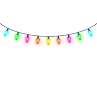 Colorful Christmas Lights In Transparent Background. png