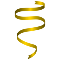 Curly Gold yellow ribbon with transparent background. png