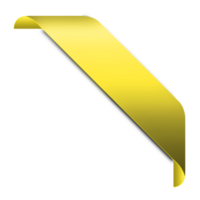 Corner gold yellow ribbon or banner with transparent background. png