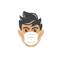 face man using pollution mask vector