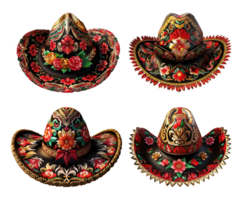 Sombrero Hut Illustration mit Mexiko Ornament zum Feier Tag von das tot ai generativ png