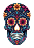 Skull illustration with mexico ornament for celebration day of the dead ai generative png