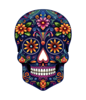 Skull illustration with mexico ornament for celebration day of the dead ai generative png