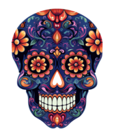 Skull illustration with mexico ornament for celebration day of the dead ai generative png