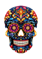 Skull illustration with mexico ornament for celebration day of the dead ai generative png