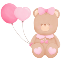 Fuzzy Valentine Teddy bear, for decoration invitation and greetings png