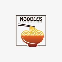 Noodles logo design template for ramen restaurant with creative element concept vector