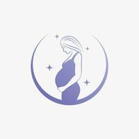 Pregnant woman icon logo design vector illustration with creative element concept