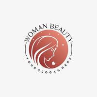 Beauty fashion logo design for woman salon with creative elements vector