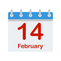 Valentine's Day, calendar with a date 14 February png